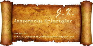 Jeszenszky Krisztofer névjegykártya